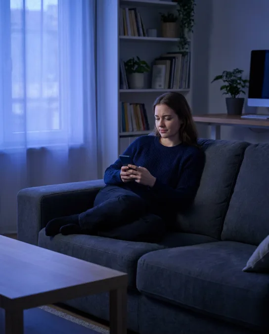 Kandydatka sprawdzająca telefon po wysłaniu CV
